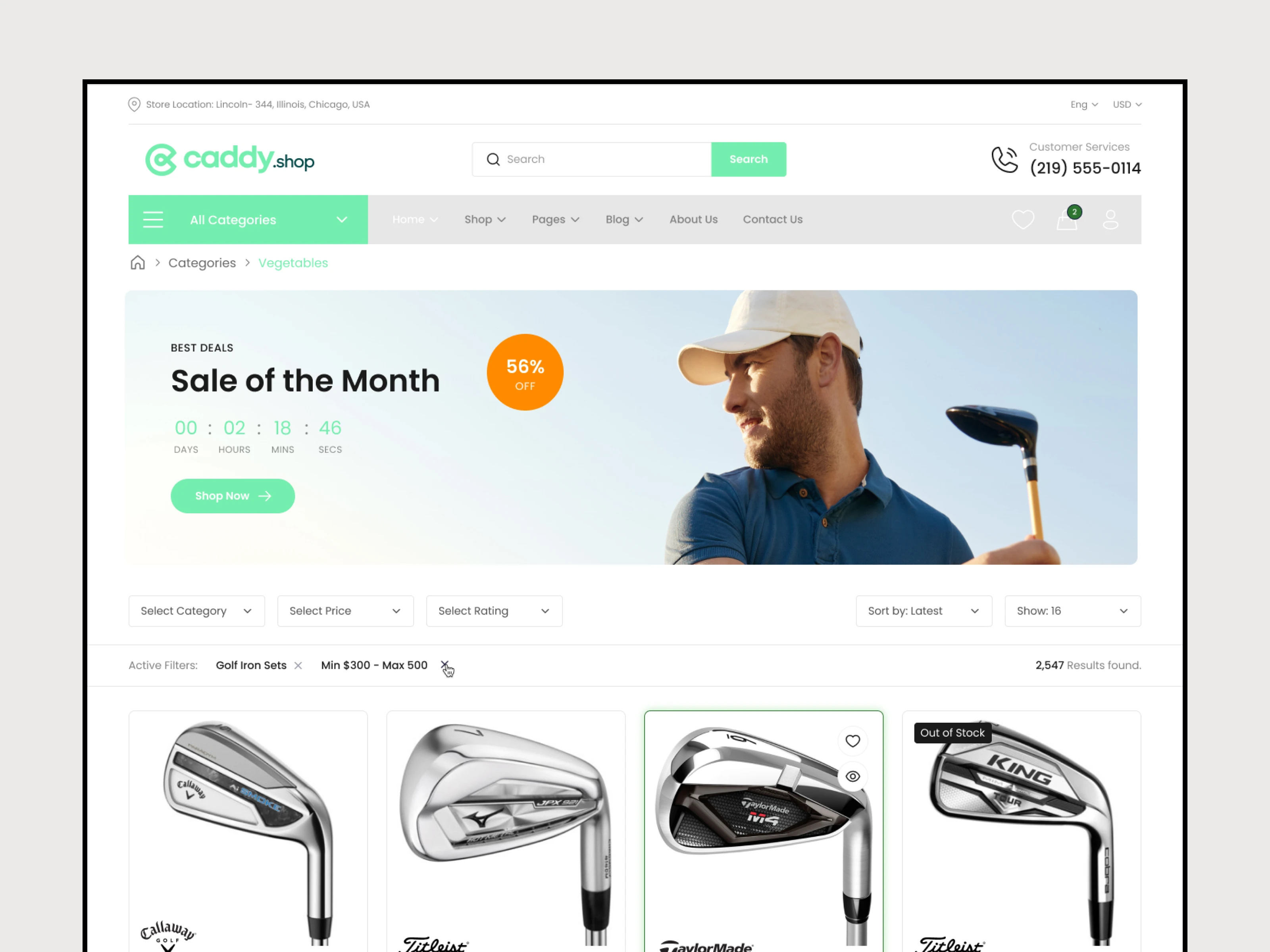 Caddy Shop Website - Golf Online Shop ui design web design website