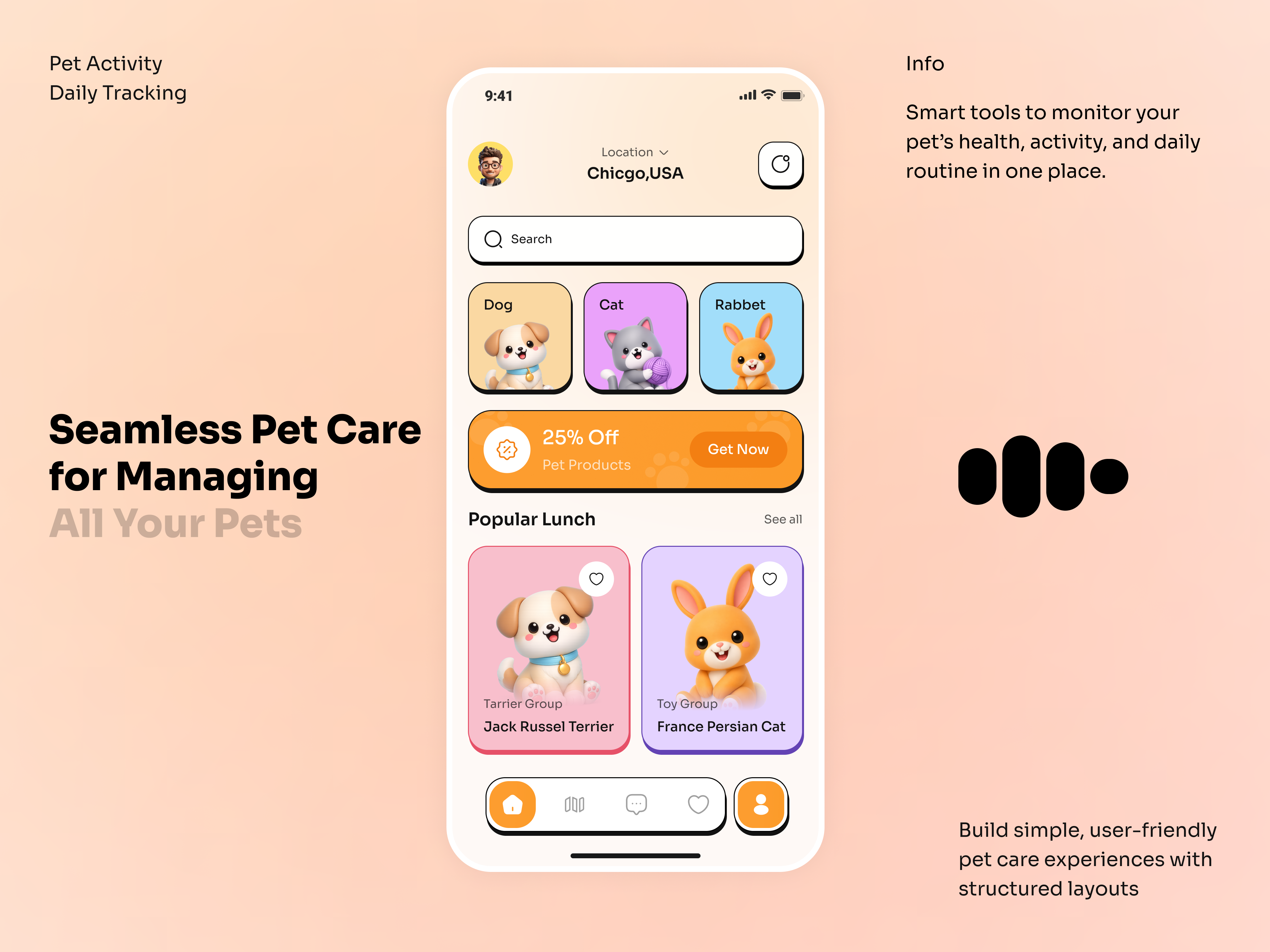 Pet Care App UI – Activity Tracking & Smart Management adoptdontshop adoption ai pet app app design cat dog finance finance app medical mobile app pet adaptation app pet app pet marketplace pet web petadoptionapp petcare app ui ux web design