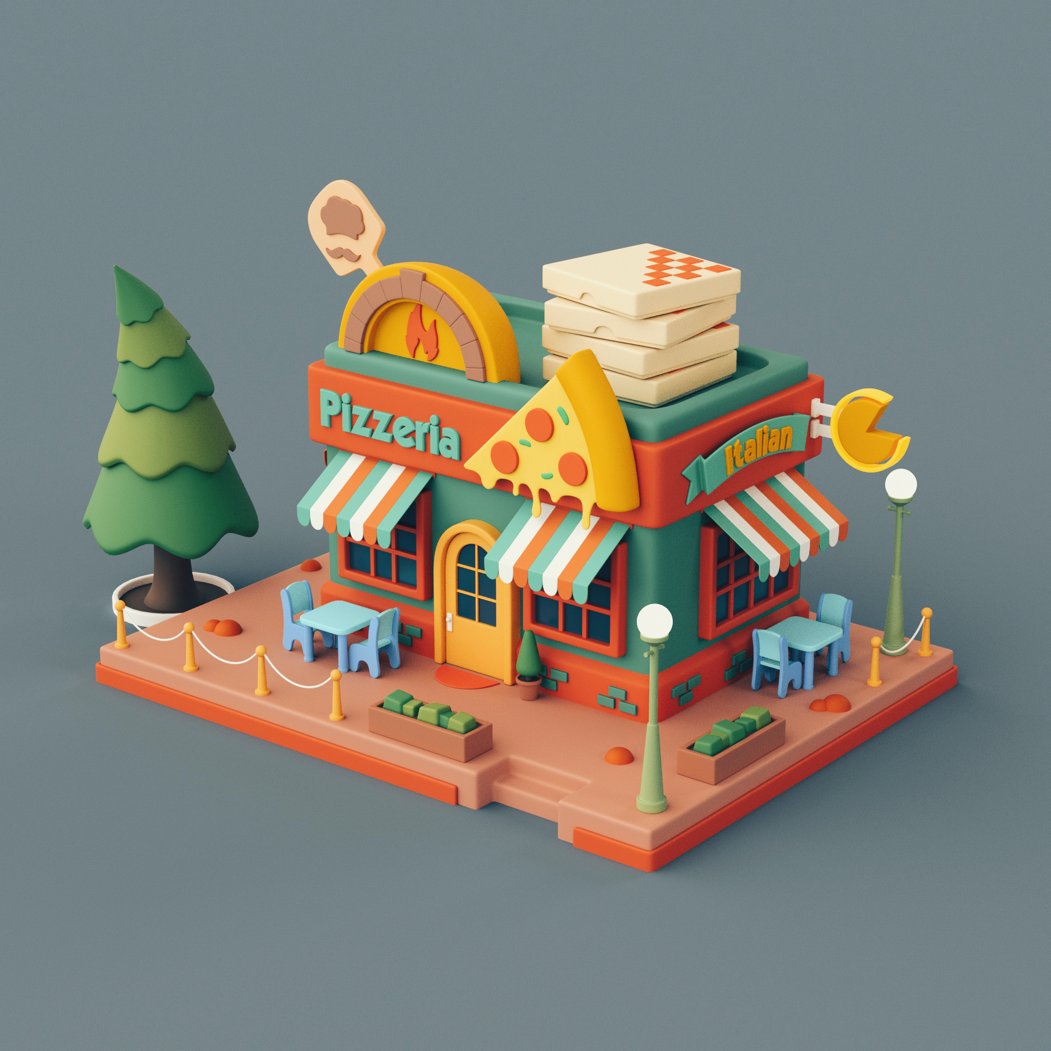 Pizzeria pizza pizzeria stylized