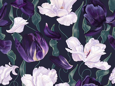New Pattern "Tulips" adobe illustrator ai design digitalart fabric flora floret illustration pattern pattern design realistic seamless seamless background seamless pattern surface surface design tulip vector wallpaper