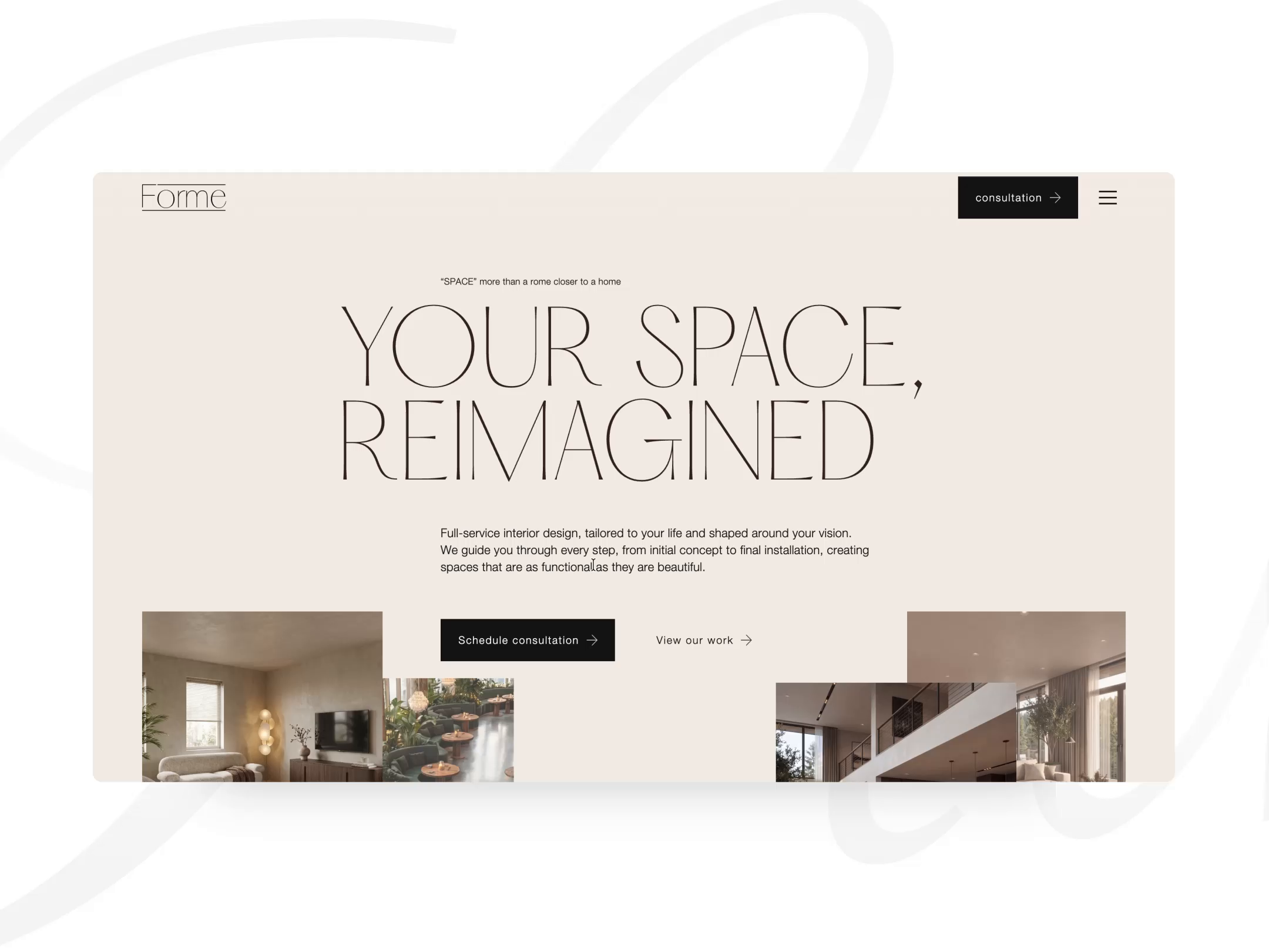 Forme interior studio | website design