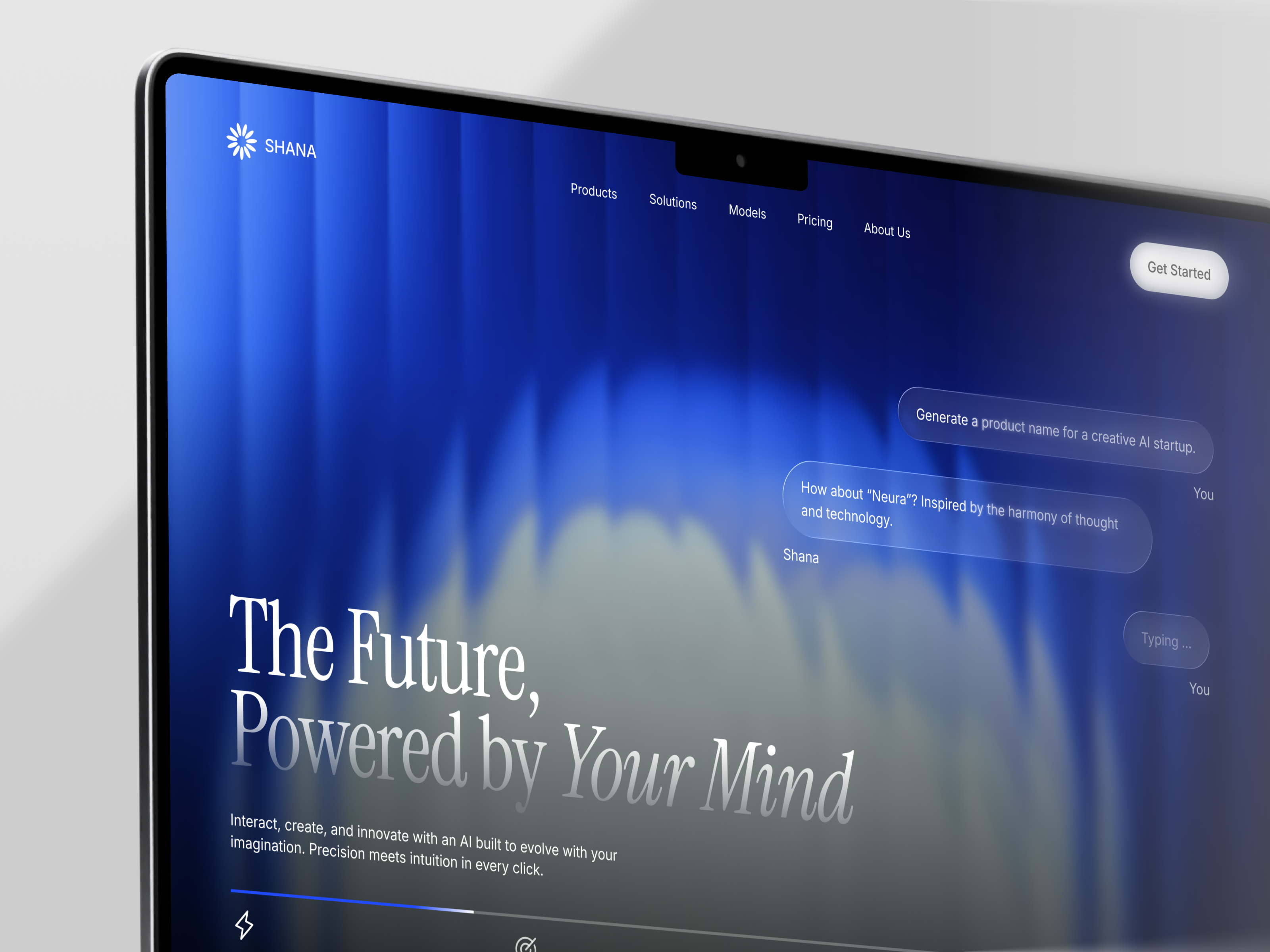 Shana AI - Personal Assistant Hero Section ai artificialintelligence chatbot figma fractal glassmorphism glassui gradient hero landingpage minimalui saas saaslandingpage techui uidesign uxdesign webdesign