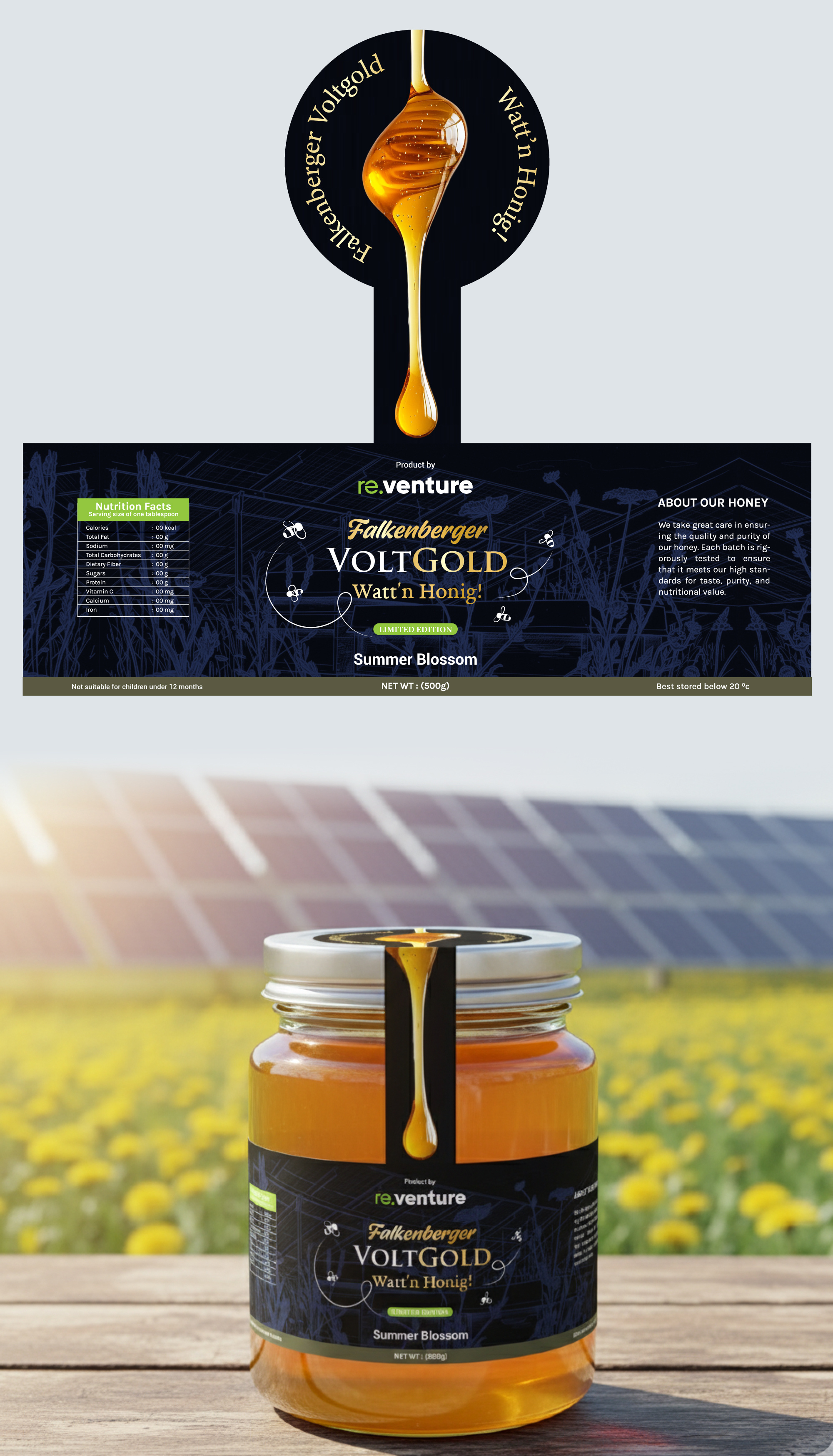 Premium Honey Packaging Design for Falkenberger Voltgold branding design graphic design marketing design print design product packaging