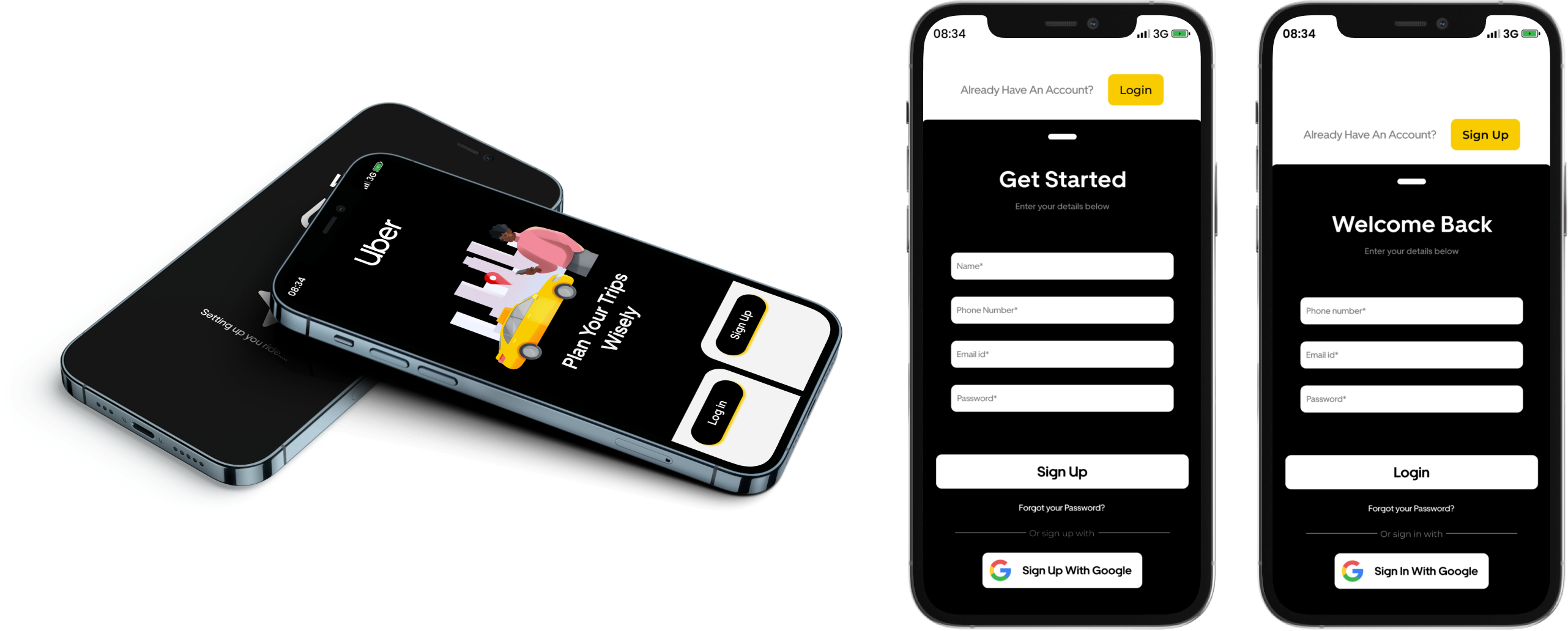 Uber App Signup & Login by Arohan Jindal on Dribbble