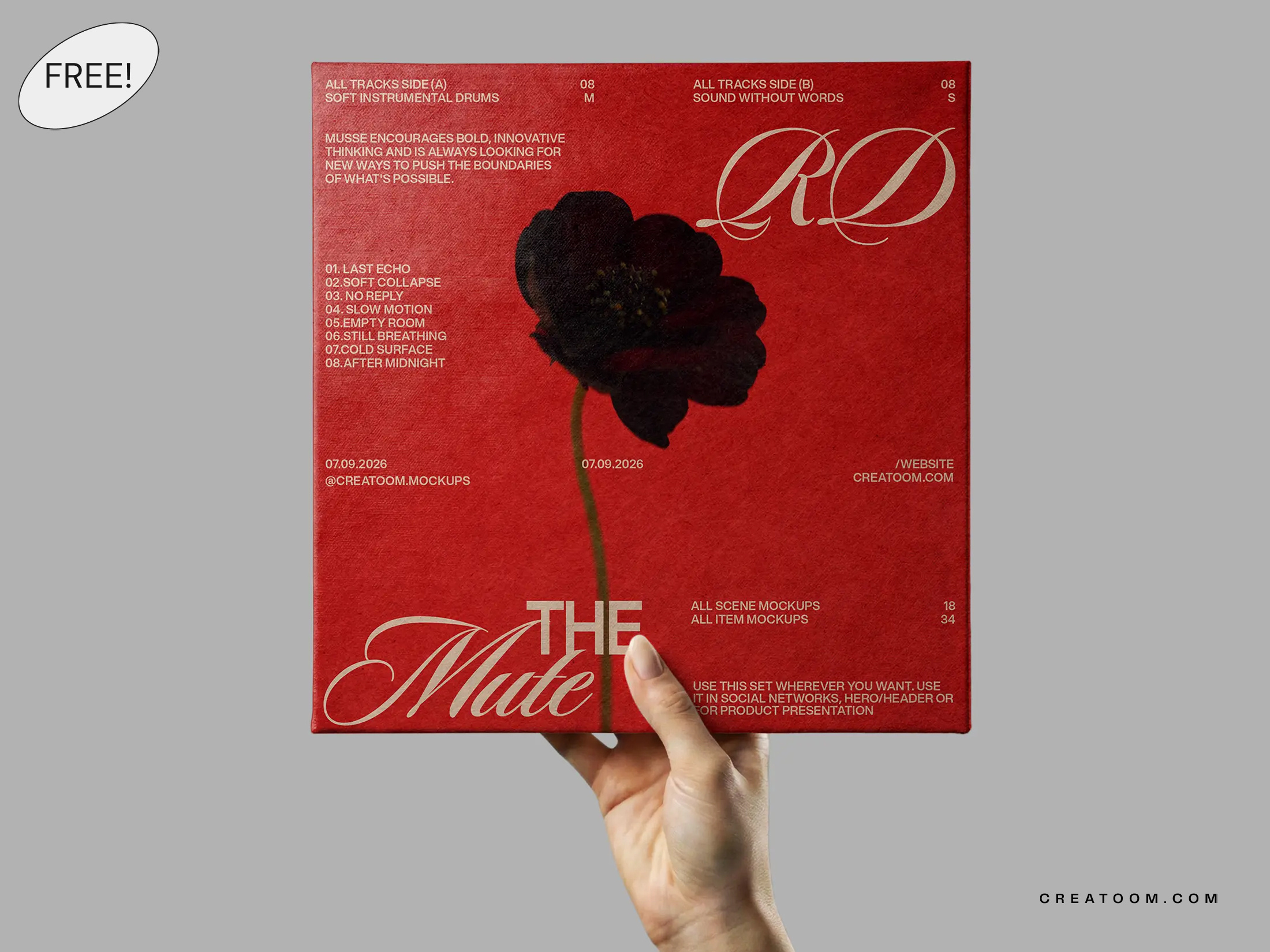 😍 Free Hand Holding Vinyl Record Cover Mockup