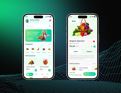 Grocery Shopping Mobile App – Fresh & Modern UI