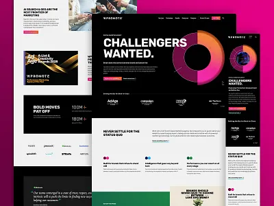 WPromote - Website Redesign agency ai bold branding contrast datavis design digitaldesign digitalmarketing gradient homepage marketing modern simple sophisticated typography ui ux webdesign website design