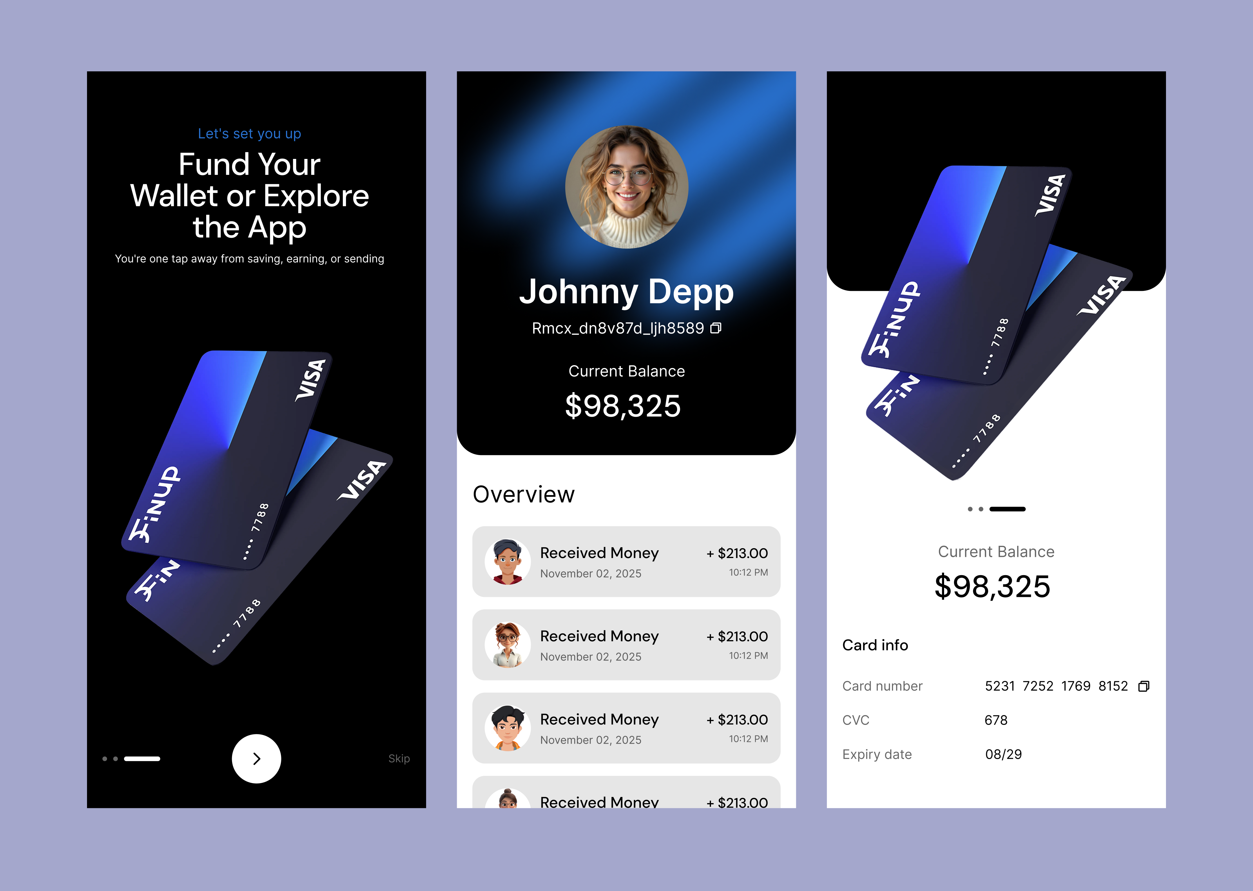 FinUp - Finance App Design app design app screens app ui crypto card figma design finance app finup interface design itsnurco mobile app mobile screens opiikstudio product design saas design ui ui design ux ux design visa card app