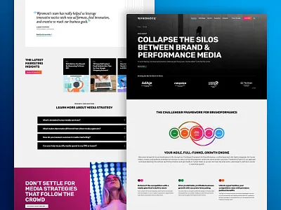 WPromote - Media Services Page agency bold branding dark mode data data visualization digitalmarketing gradient grid layout marketing minimal modern service strategy typography ui ux web design website