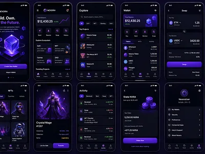 Nexora — Web3 Future Platform UI 3d blockchain crypto darkui dashboard defi dribbble figma fintech futuristic glassmorphism landingpage nft productdesign saas startup uidesign uiux uxdesign web3