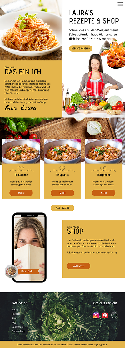 Recipe / Rezept Website Template design food onlineshop recipe template website