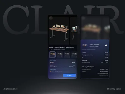 Clair - Mobile AI - Shopping ai animation artificial intelligence clean design digital graphic design illustration minimalist mobile mobile ai modern motion graphics shopping technology ui uidesign uiux ux uxdesign