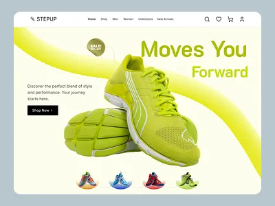 Sneaker E-commerce Landing Page UI Design clean ui conversion focused design ecommerce landing page ecommerce ui fashion ecommerce fashion website footwear ecommerce landing page design minimal design modern web design online store design product page design product showcase retail design shoe store ui shopping website ui sneaker ecommerce sneaker website ui ux design web ui design