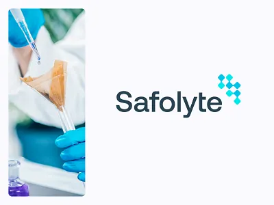 Safolyte logo design branding care chemical element chemicals clean cleanse formula healthy hypochlorous acid immune system logo design logotype medical protect pure safety safolyte science skin teal