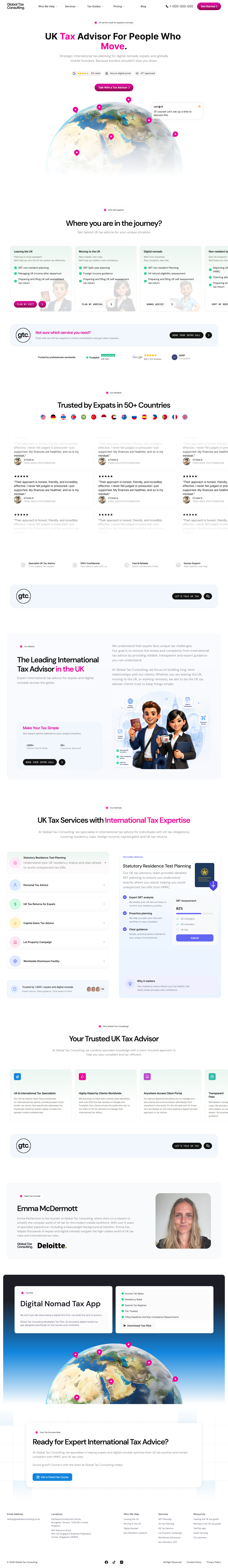 Global Tax Consulting UK copy writing figma framer landing page