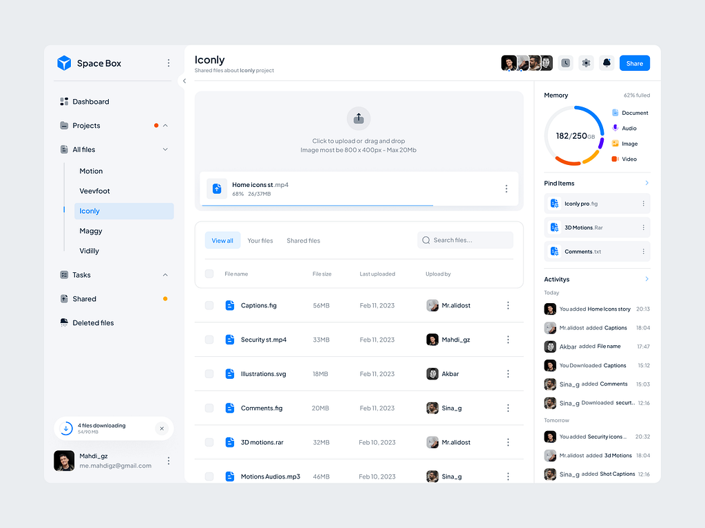 Space Box File Manager by Mahdi Gholizadeh for Piqo Studio on Dribbble
