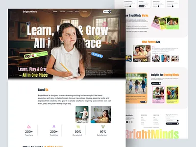 Children's Learning Platform UI child education children website design early childhood education edtech startup edtech website educational website design elearning for kids engaging web layout fun learning interface kids education website kids learning kids website landing page learning app design learning platform ui preschool website ui product design uiux for kids web design website