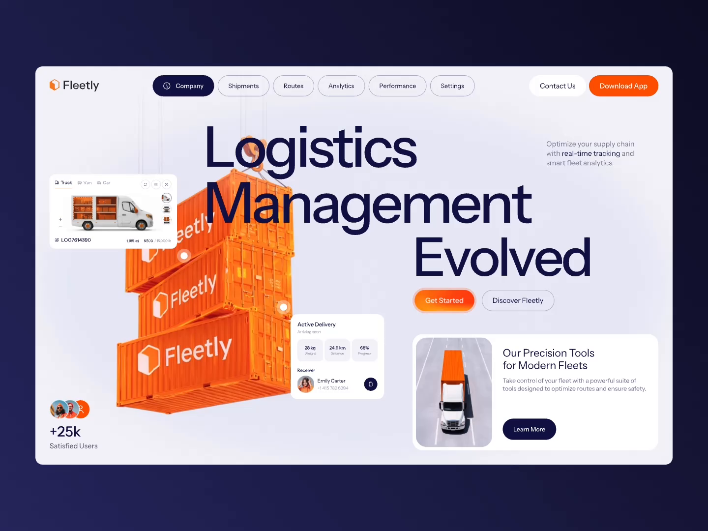 Example of Web Design for Logistics Platform — Fleetly