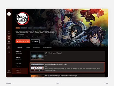 #DailyUI Challenge #025 TV App (Anime Streaming / VOD) anime streaming animeapp crunchyroll dailyui dark mode dark ui design netflix productdesign streaming app streaming design tv streaming tvapp ui ui design ux vod web design