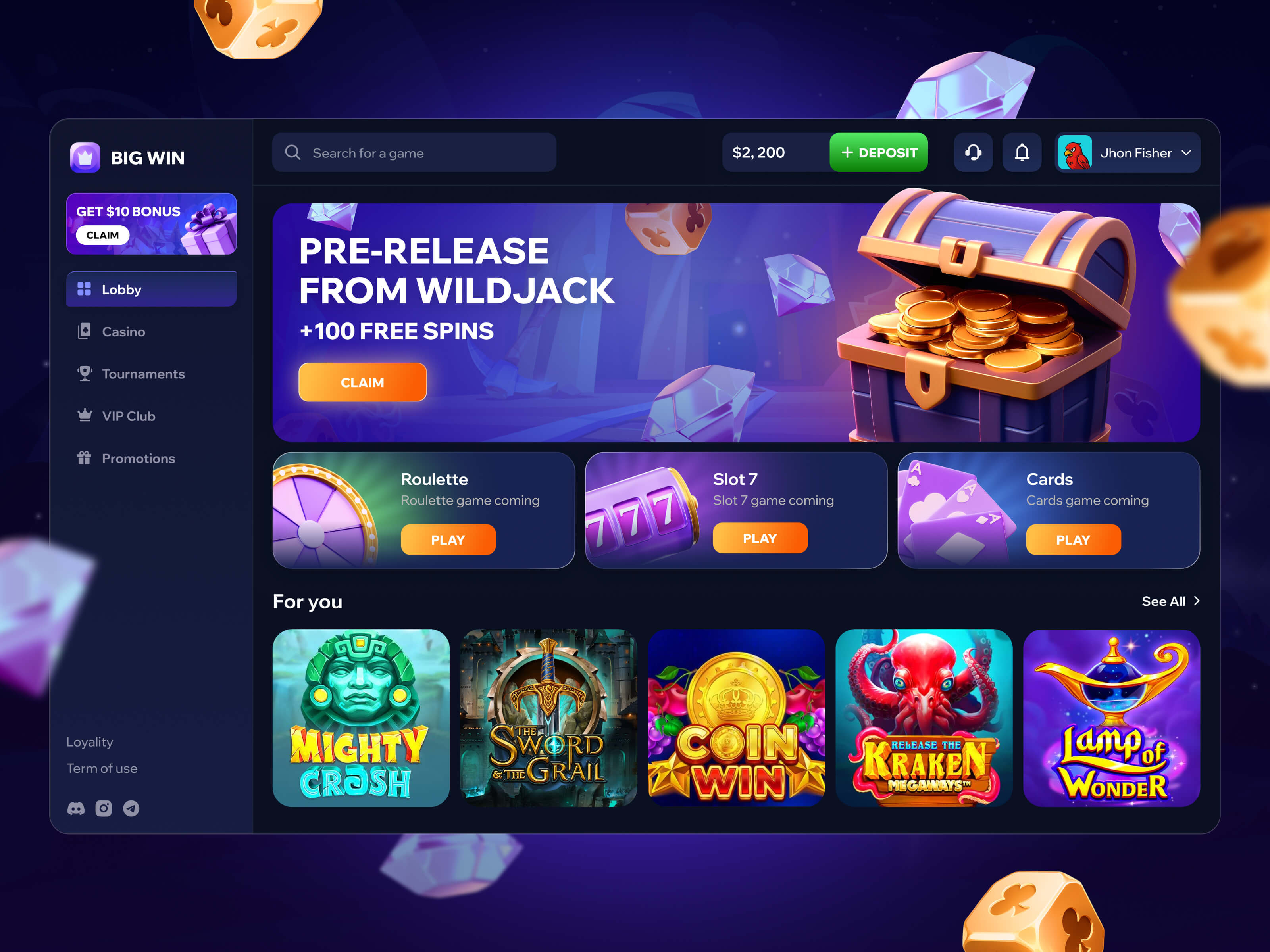 Casino | Online Casino | Casino Platform | Web Interface Design casino casino games casino platform crypto casino gambling app game design gaming jackpot live casino mobile casino modern design online casino product design slot games ui ux web web design web interface design web page design website design