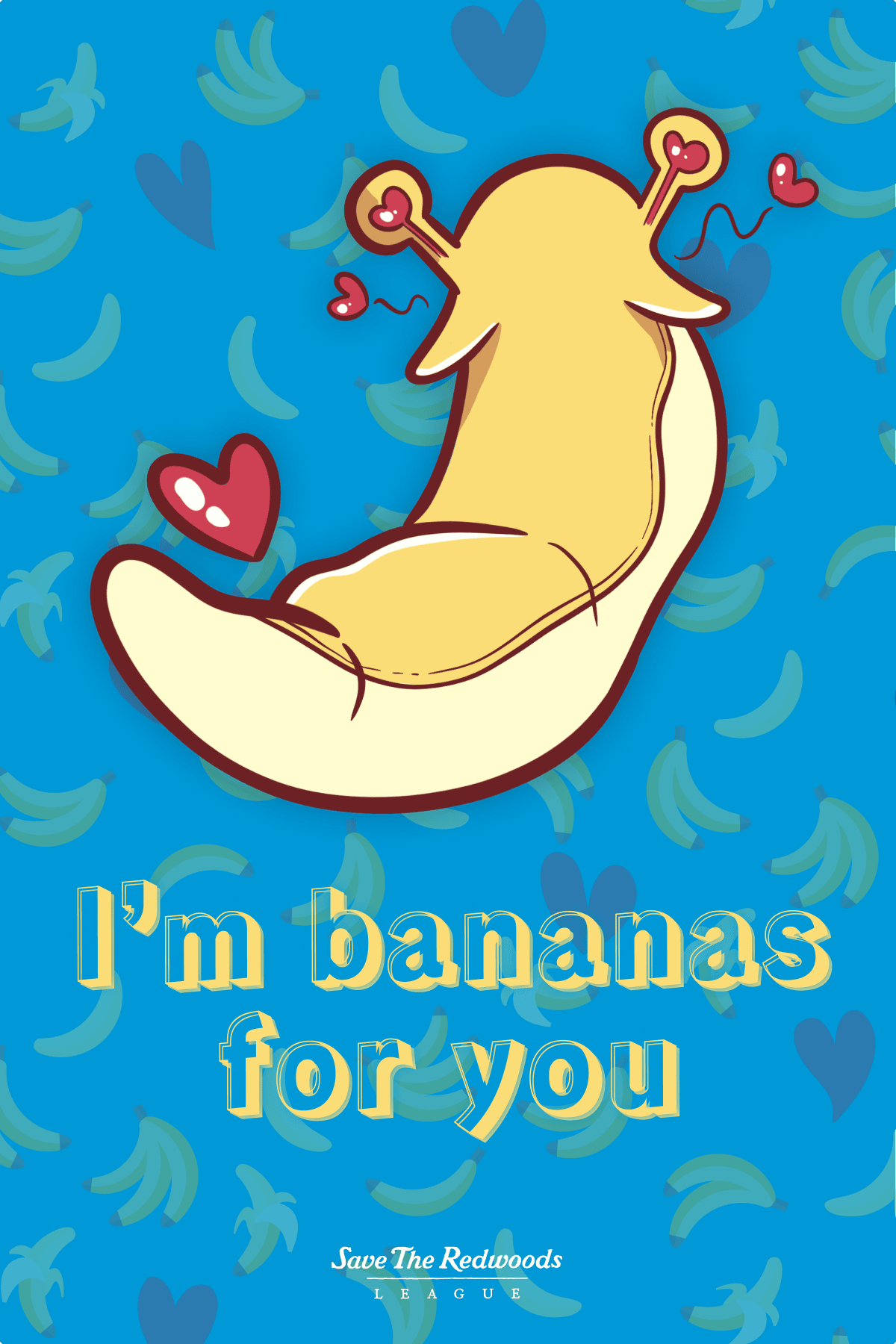 Valentines for Save the Redwoods League banana bat blue green illustration orange owl redwoods slug spotted valentine