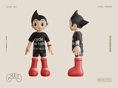 ASTRO BOY/BIG.RED.BOOTS. 3d 3dartist 3ddesign big red boots ccharecter design charecter graphic design illustration modeling mschf nft nftart producct design render sneakers