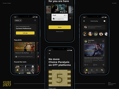 Movie Recommendation App - CineBuff application community design figma mobile app movie movie recommendation app recommendations social media ui