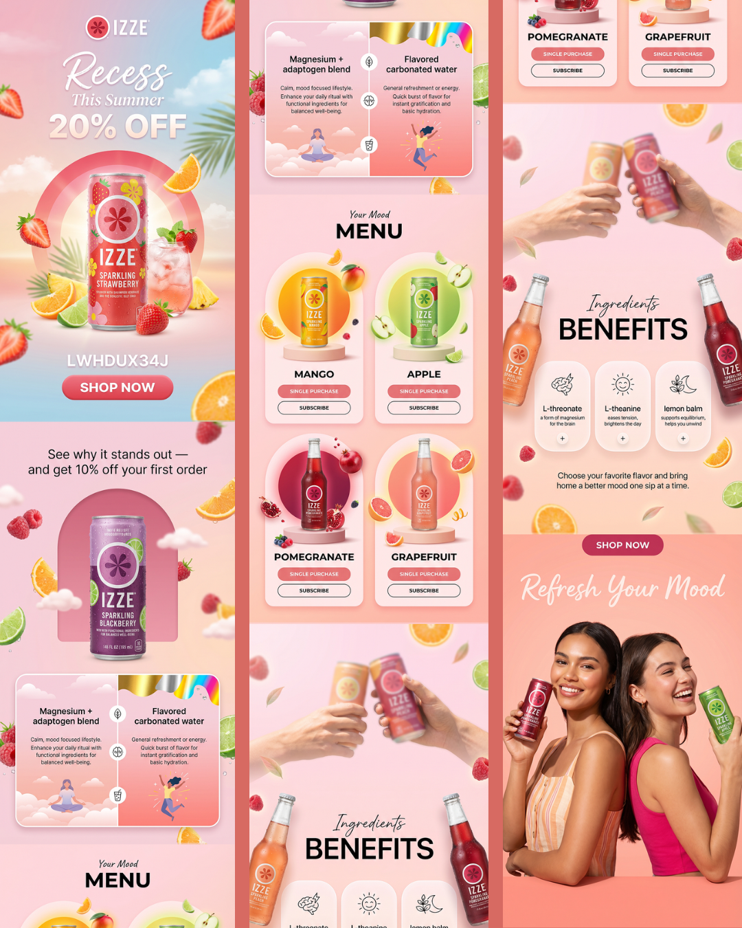 Beverage Email Design | eCommerce Campaign UI (IZZE Brand) beverage campaign ecommerce email design email marketing klaviyo product design ui design