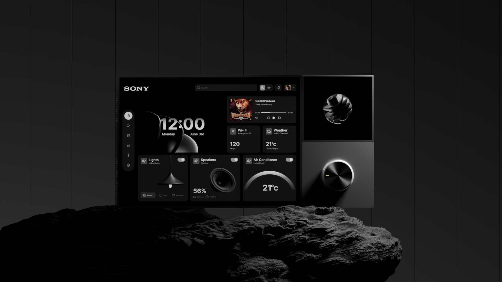 Home Automation UI 3d 3drender animation blender dashboard futuristic ui home automation industrial design minimal ui product design product visualization spatial ui ui ux