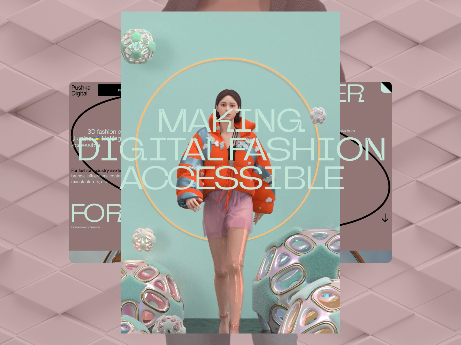 Pushka Digital 3d design minimal motion graphics transition type ui web