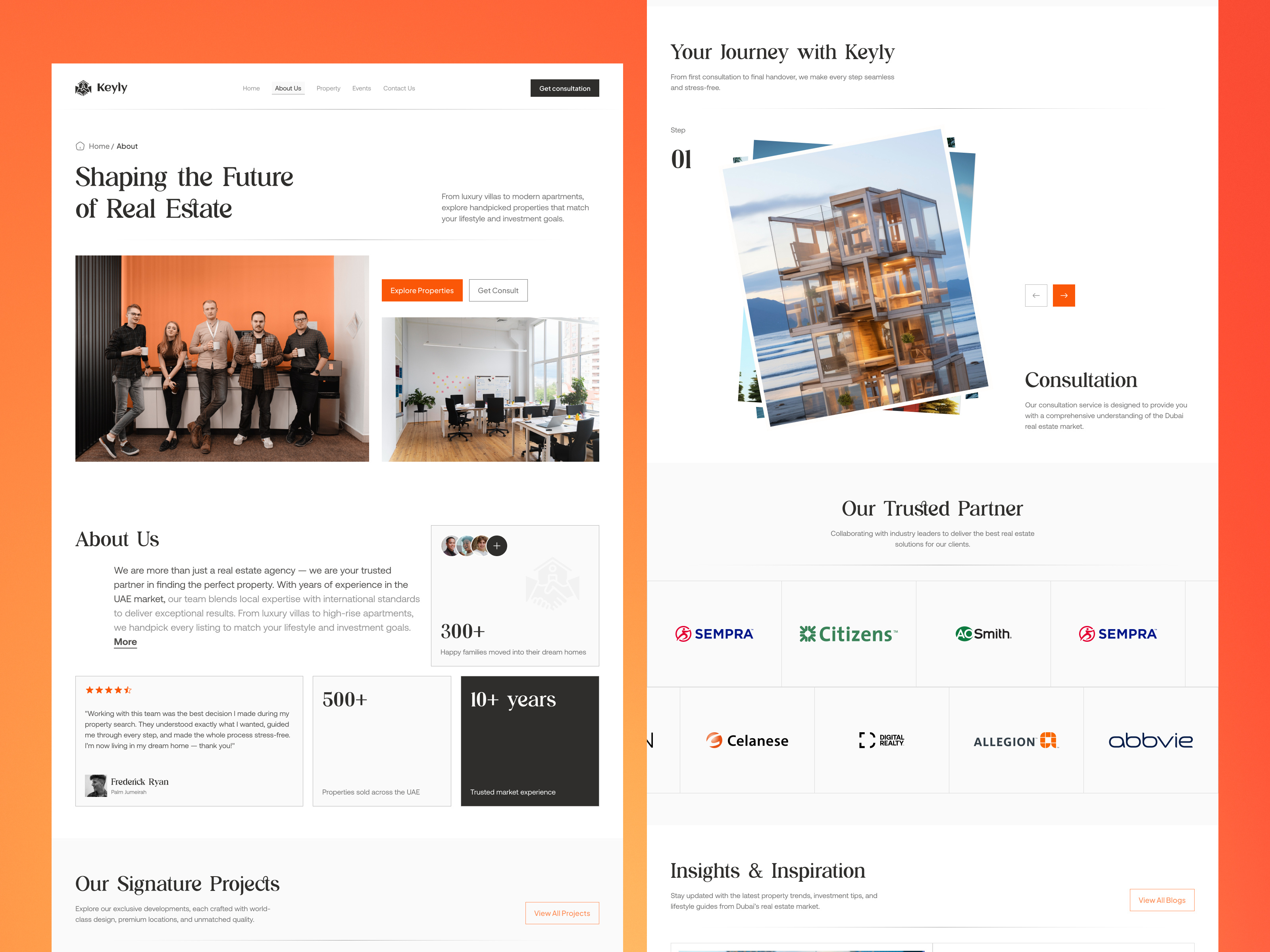 Modern Responsive Real Real Estate About Page UI UX Design interface product service startup ui ux web