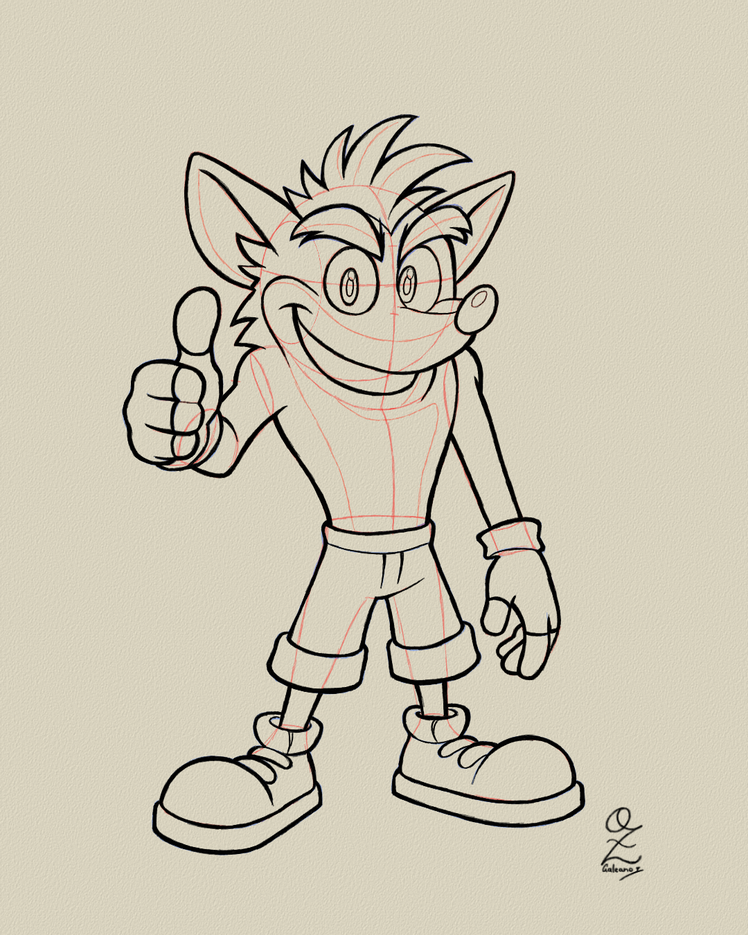 Crash Bandicoot Drawing Sketch Study by Oz Galeano art arte boceto cartoon crash bandicoot design dibujo drawing fanart illustration ozgaleano sketch videogame
