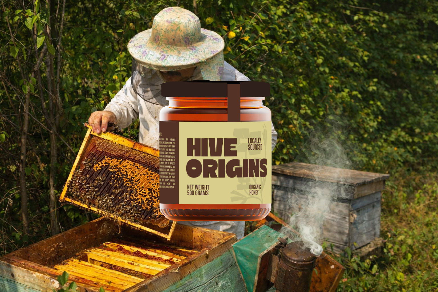 HIVE ORIGINS - BRAND IDENTITY & PACKAGING artisan honey bold typography brand identity craft food food brandin graphic design hive origins honey packaging identity design jar packaging label design logo design motion graphics nature organic packaging packaging design product mockup sustainable design typography visual identity