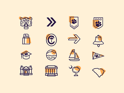 Clemson Custom line Icons clemson higher education iconography icons illustraion line icon ui