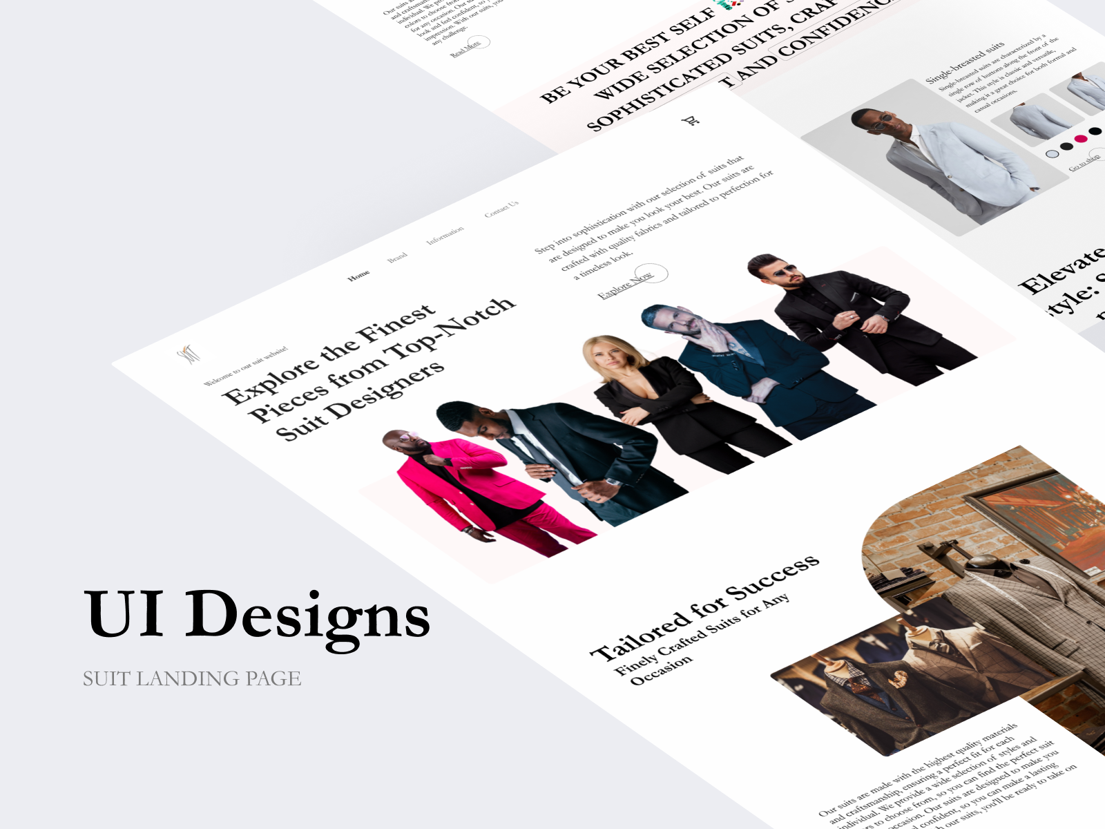 Example of Suit landing page design