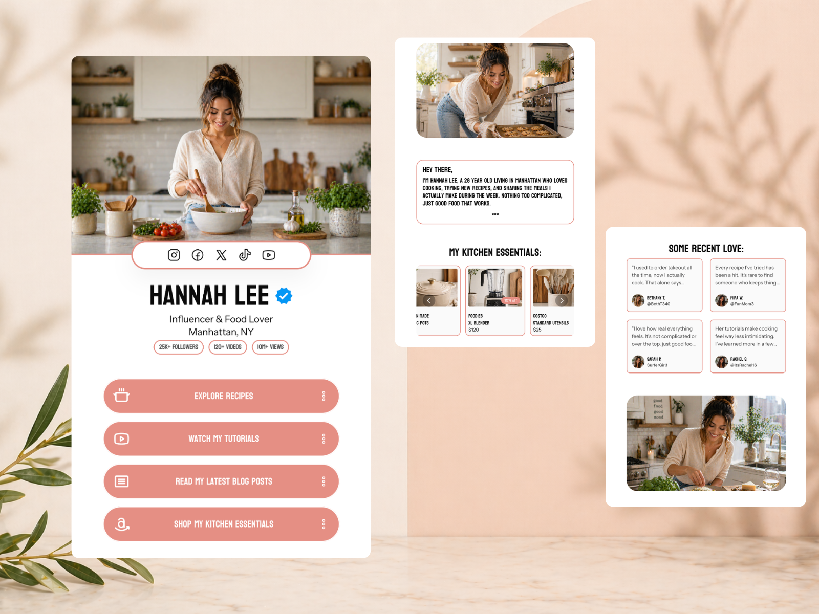 Influencer Link In Bio Landing Page framer framer template influencer website landing page landing page template link in bio personal branding social media website uiux web design website website design