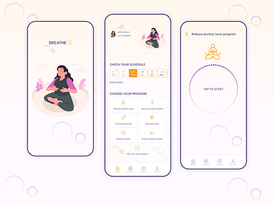 App for Breathing exercises app app design breathing exercises design mobile mobile design ui