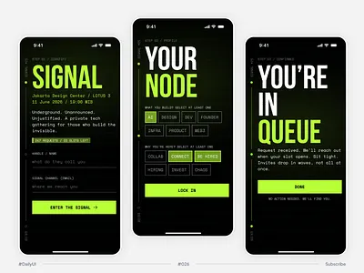 #DailyUI Challenge #026 Subscribe (RSVP) brutalism brutalist design dailyui dark ui darkui design experimentalui mobile app rsvp subscribe typography ui ui design uiux ux waitlist