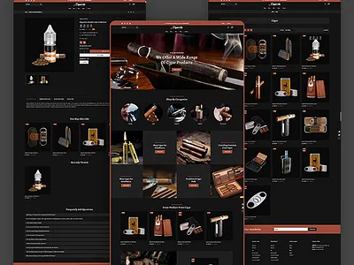 Cigar Ecommerce Shopify Theme UI Design | Luxury Tobacco Store cigar store dark ui ecommerce ui luxury ui modern ui product design shopify theme tobacco shop ui ux web design