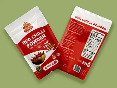 Red Chilli Powder Packaging Design design graphic design illustration label design label packaging packagedesign packaging design packaging mockup packagingdesign powder red chilli powder ui