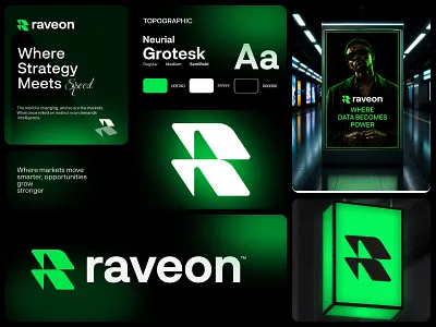 Raveon - AI & Data Brand Identity Design ai startup ai startup branding brand identity branding data branding logo design modern branding tech branding timeless logo visual identity