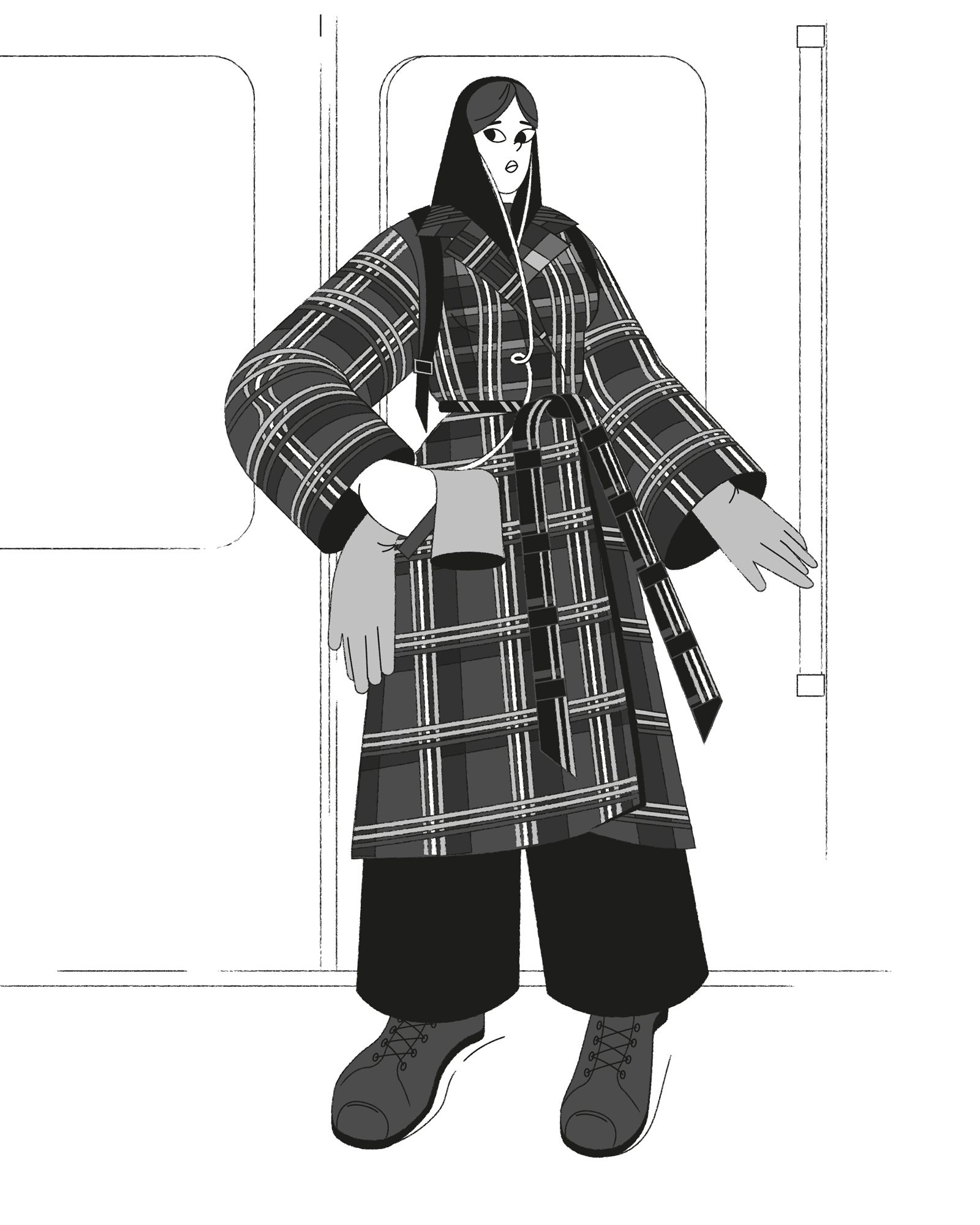 Metro Muses | V black and white character illustration city design girl illustration monochrome pattern people sketch subway transportation urban vector woman