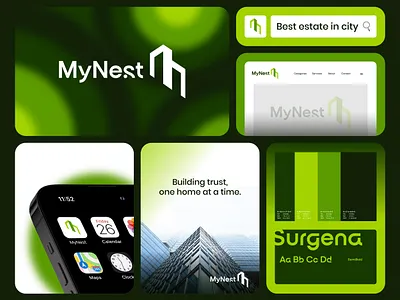 MyNest Modern Real Estate Identity brand i branding creative design graphic design identity illustration logo logo design minimalist logo