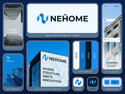 NeHome Architectural Brand Identity brand identity branding creative design graphic design identity illustration logo logo design minimalist logo