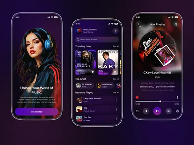 AI Assistant Music Mobile App ai assistant ai music app dashboard app design clean design dark mode digital product interaction design mobile app mobile app design mobile ui mobile ux modern design music app product design ui design user experience user interface ux design voice assistant