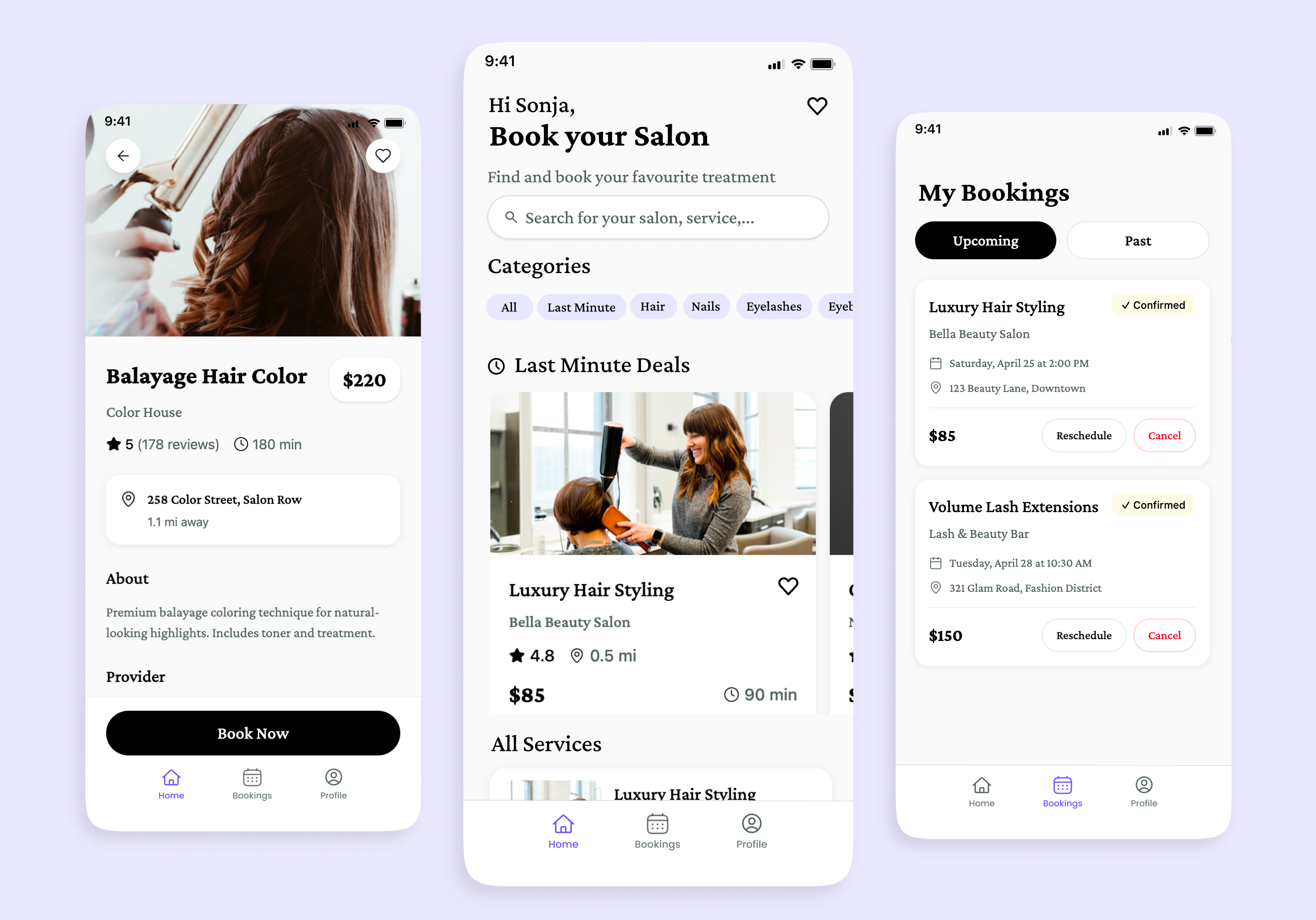 Booking a salon - UI Mobile Design