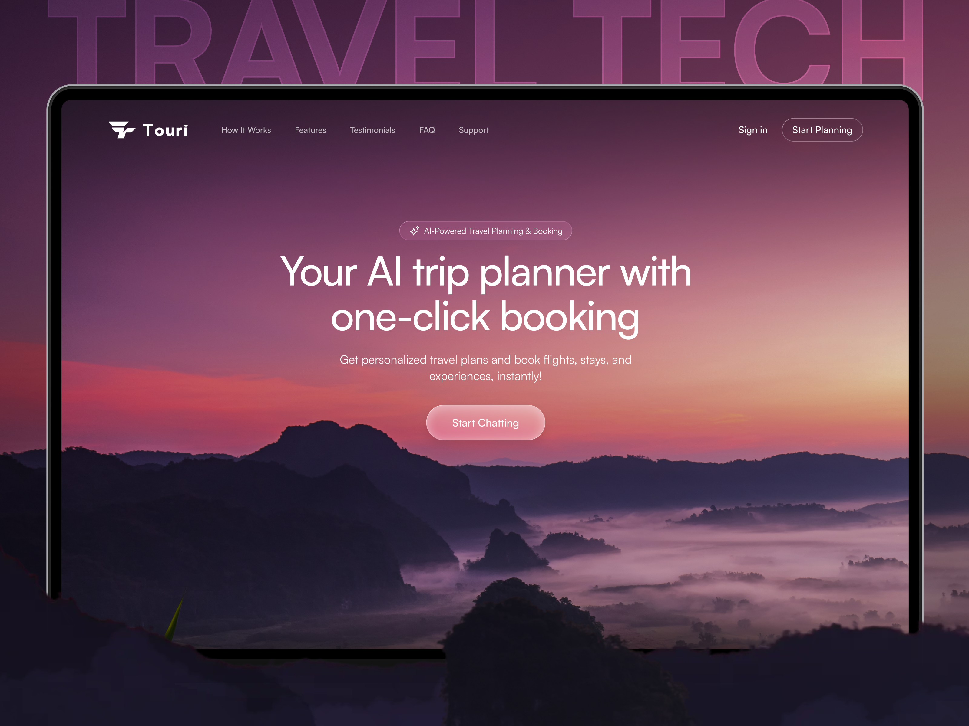 AI Travel Planner Website UI ai app ai design ai travel ai trip planner booking app design itinerary planner product redesign saas startup ui travel travel app travel planning travel website travel website redesign trip planner ui web website redesign