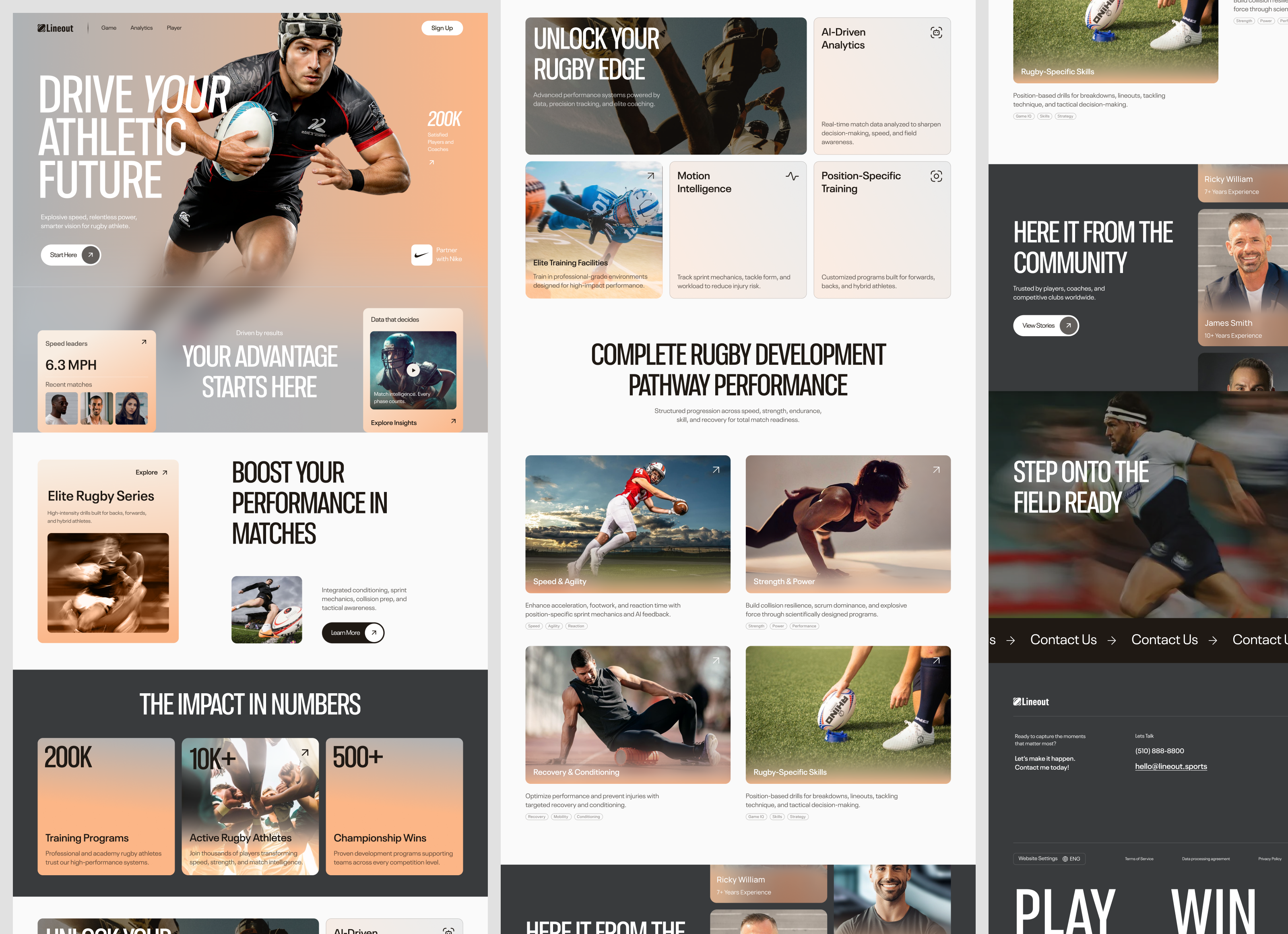 Website for a Sports Product ✲ Lineout design interface landing product productdesign service sports sports product startup ui uiux ux web website