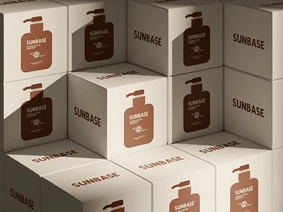 SUNBASE - Brand identity and packaging 3d render beauty branding bottle mockup brand identity clean beauty cosmetic packaging earthy tones graphic design identity design label design minimalist modern packaging packaging design product mockup skincare branding sunbase sunscreen sustainable aesthetic typography visual identity