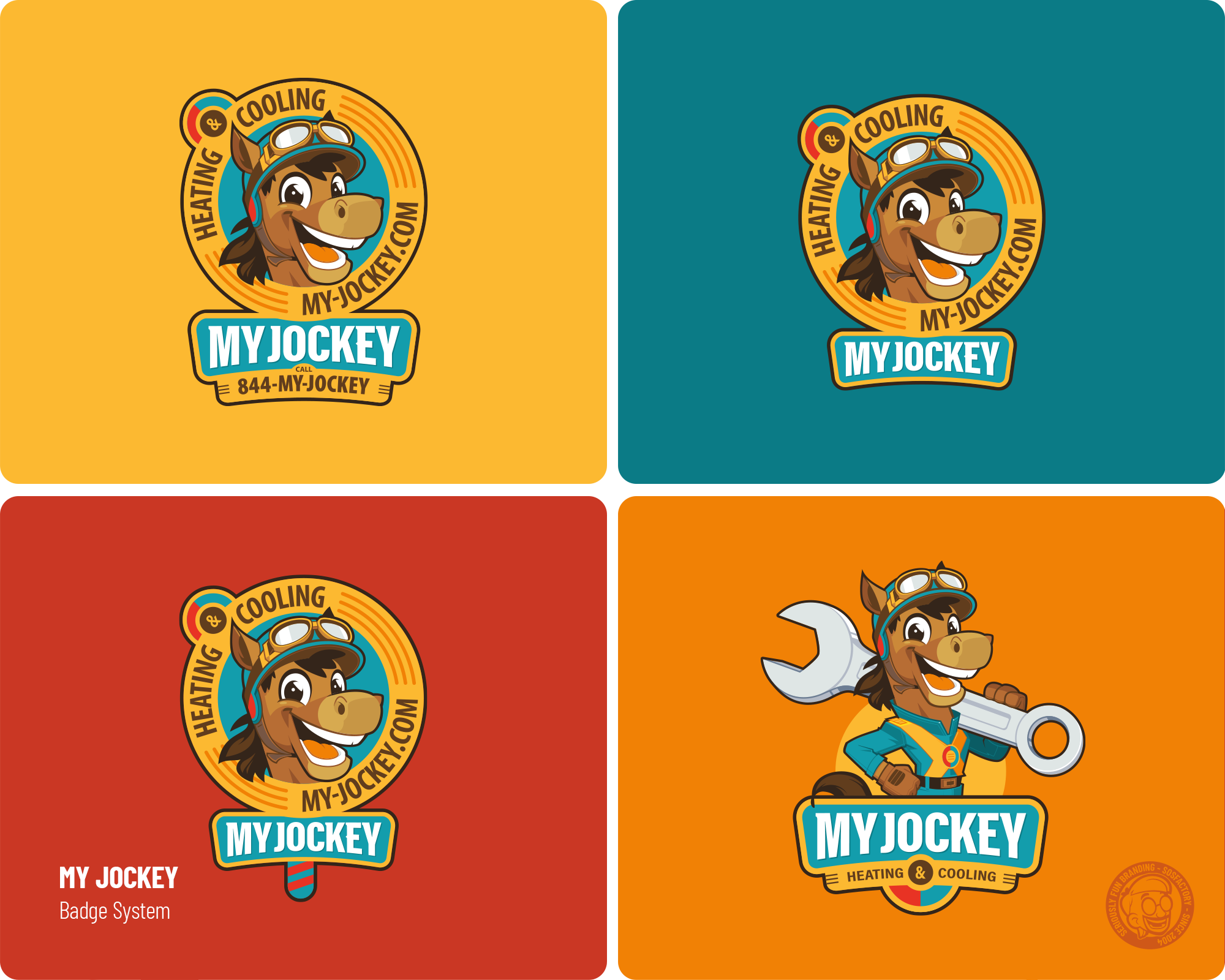 MY JOCKEY HVAC blue collar home services home services branding home services van wrap mascot design mascot logo